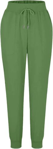 Cotton Linen Tapered Pants Women Summer Drawstring Back Elastic Waist Petite Pants Joggers Casual Beach Trousers with Pockets in Saudi Arabia