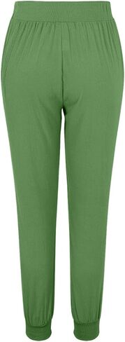 Cotton Linen Tapered Pants Women Summer Drawstring Back Elastic Waist Petite Pants Joggers Casual Beach Trousers with Pockets in Saudi Arabia