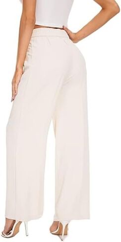 Women's Wide-Leg Pants with Pleats on The Front and Pockets, Stylish Long Pants for Office wear, Casual Pants in Saudi Arabia