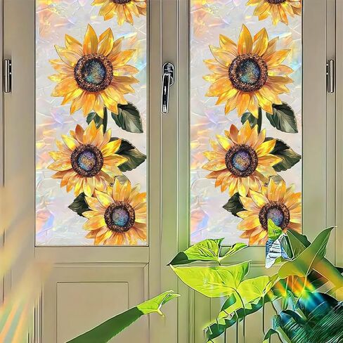 Mermaid Stained Glass Window Film Fantasy Ocean Style Privacy Window Decal Static Cling No Glue Decorative Glass Sticker for Kids Room Bathroom Door Panel 17.7x39.3 inch in Kuwait