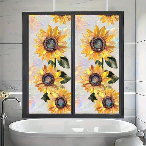 Mermaid Stained Glass Window Film Fantasy Ocean Style Privacy Window Decal Static Cling No Glue Decorative Glass Sticker for Kids Room Bathroom Door Panel 17.7x39.3 inch in Kuwait