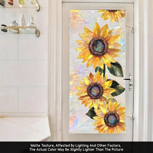 Mermaid Stained Glass Window Film Fantasy Ocean Style Privacy Window Decal Static Cling No Glue Decorative Glass Sticker for Kids Room Bathroom Door Panel 17.7x39.3 inch in Kuwait