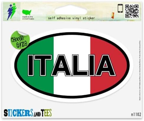 Italia Italy Flag Oval Vinyl Car Bumper Window Sticker 5" x 3" in Kuwait
