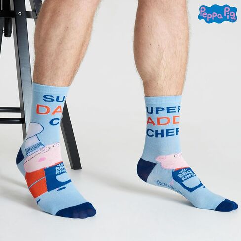 Peppa Pig Mens Socks - Daddy Pig Pack of 5 Crew Socks for Men - Soft Breatable Size 6-10 Sights Socks - Dad Gifts in Saudi Arabia