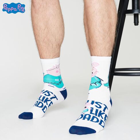 Peppa Pig Mens Socks - Daddy Pig Pack of 5 Crew Socks for Men - Soft Breatable Size 6-10 Sights Socks - Dad Gifts in Saudi Arabia