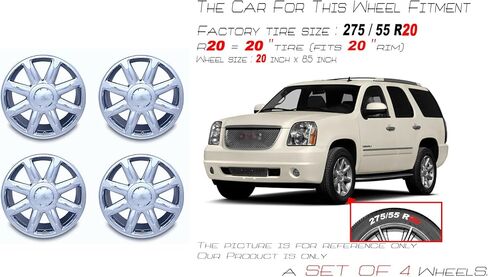 New 20x8.5 Inch 20" Alloy Wheel for 2007–2014 GMC Sierra Denali, Yukon XL 1500 | OEM Design Replacement | Chrome Finish | Set of Front or Rear Replacement Car | Direct Fit - OE Stock Specs | 5304 in Saudi Arabia
