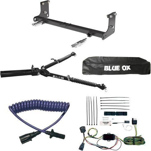 Blue Ox Alpha 2 Tow Bar & Baseplate Combo مع امتداد الكابلات الكهربائية و EZ Light Wiring Harness يناسب 2018 2025 Jeep Wrangler JL | يتضمن Trendsauto صائق in Kuwait