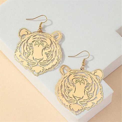 Gold Tiger Earrings Handmade Mascot Football Team Spirit Earrings Fashion Retro Animal Inspired Jewelry Bohemian Lucky Gift (Tiger) in Kuwait