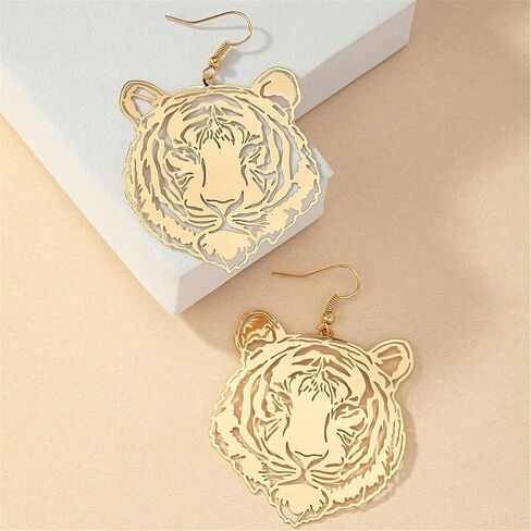 Gold Tiger Earrings Handmade Mascot Football Team Spirit Earrings Fashion Retro Animal Inspired Jewelry Bohemian Lucky Gift (Tiger) in Kuwait