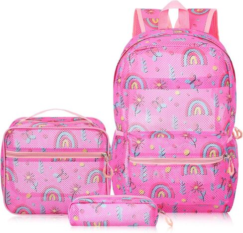 3 Pack Mesh Backpack for Kids with Lunch Bag and Pencil Case Boys Girls School Travel Beach Gym Sports Bookbag(Excavator) in Saudi Arabia