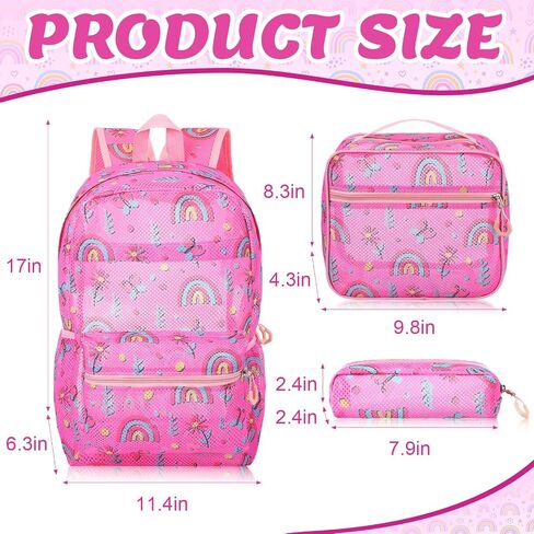 3 Pack Mesh Backpack for Kids with Lunch Bag and Pencil Case Boys Girls School Travel Beach Gym Sports Bookbag(Excavator) in Saudi Arabia