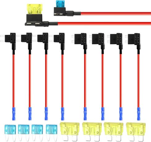 8 Set Car Fuse Tap Kit with 8 Blade Fuses,Fuse Taps Automotive 12V Includes 2 Types of Standard & Mini Fuses Tap for Avoiding Short Circuits,Practical Car Accessories Fusing Kit in Saudi Arabia