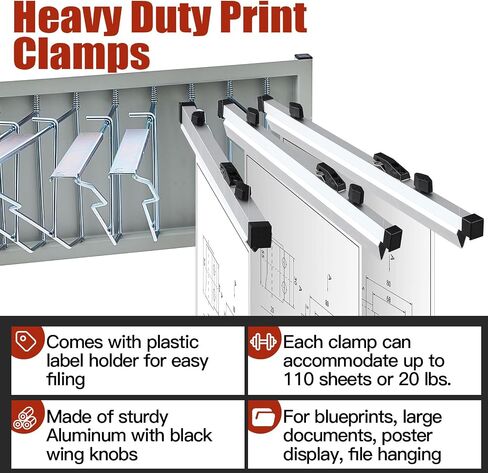 Estune 6 Pcs 36 Inches Blueprint Hanging Clamps Blueprint Binding Strips Blueprint Storage for Construction Paper Poster Plans Drawings Arts(36 Inches) in Saudi Arabia
