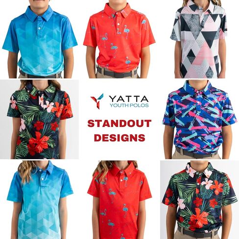 Yatta Youth Polo Just Beachy Golf Golf Polo - ملاءمة رياضية صغيرة للجنسين ، مقاومة للتجاعيد ، فتل الرطوبة ، 4 اتجاهات in Kuwait