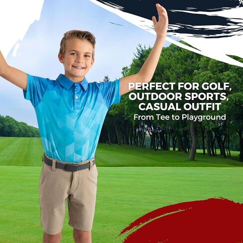 Yatta Youth Polo Just Beachy Golf Golf Polo - ملاءمة رياضية صغيرة للجنسين ، مقاومة للتجاعيد ، فتل الرطوبة ، 4 اتجاهات in Kuwait
