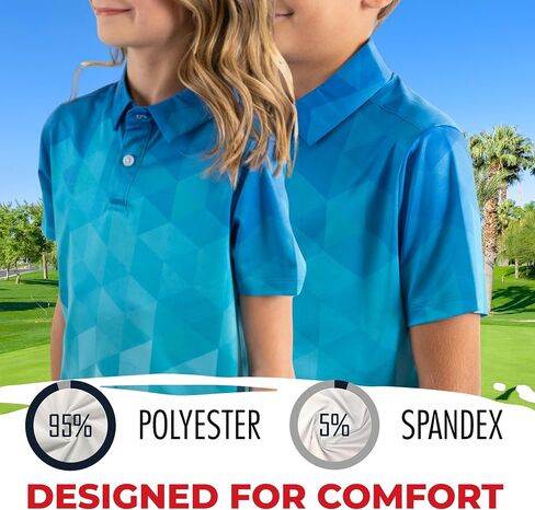 Yatta Youth Polo Just Beachy Golf Golf Polo - ملاءمة رياضية صغيرة للجنسين ، مقاومة للتجاعيد ، فتل الرطوبة ، 4 اتجاهات in Kuwait