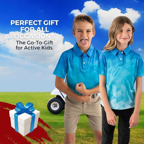 Yatta Youth Polo Just Beachy Golf Golf Polo - ملاءمة رياضية صغيرة للجنسين ، مقاومة للتجاعيد ، فتل الرطوبة ، 4 اتجاهات in Kuwait