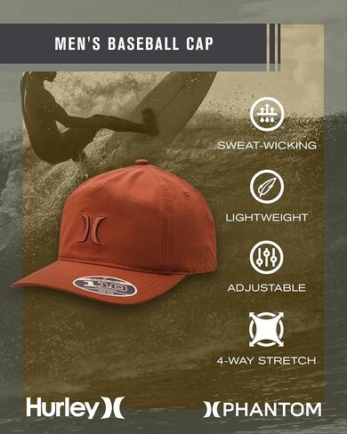 Hurley Men's Baseball Cap - Lightweight Moisture-Wicking Snap-Back Curved Bill Fitted Baseball Hats for Men in Saudi Arabia