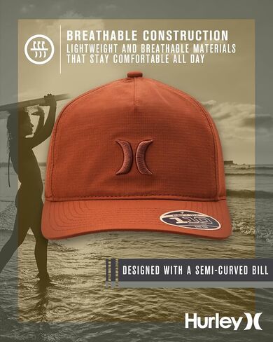 Hurley Men's Baseball Cap - Lightweight Moisture-Wicking Snap-Back Curved Bill Fitted Baseball Hats for Men in Saudi Arabia