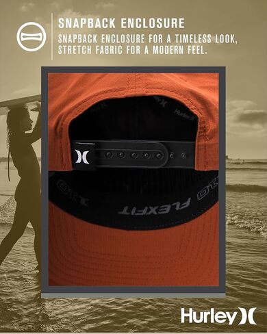 Hurley Men's Baseball Cap - Lightweight Moisture-Wicking Snap-Back Curved Bill Fitted Baseball Hats for Men in Saudi Arabia