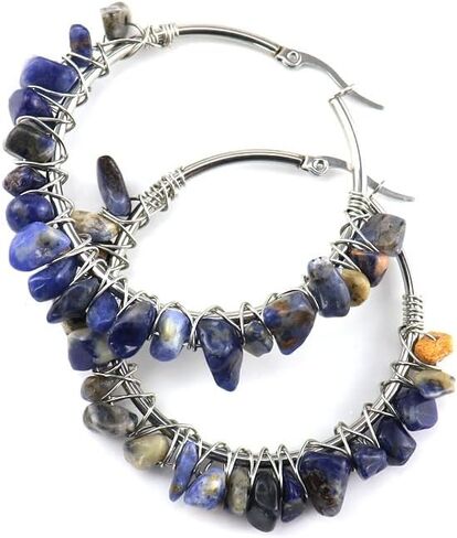 Handmade Crystals Earrings for Women 14K Gold-Plated Wire Wrapped Healing Tumbled Stone Eardrop Earrings Boho Natural Raw Amethyst Dangling Earrings Healing Crystals Earrings (Green) in Kuwait