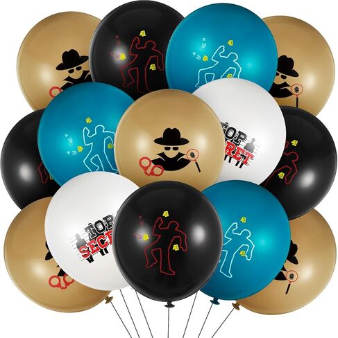 Liliful 60 Pcs Top Secret Spy Theme Balloon Detective Decoration Latex Red and Black Balloons Agent Spy Party Decorations Detective Themed Birthday Party Supplies in Kuwait
