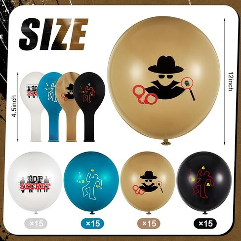 Liliful 60 Pcs Top Secret Spy Theme Balloon Detective Decoration Latex Red and Black Balloons Agent Spy Party Decorations Detective Themed Birthday Party Supplies in Kuwait