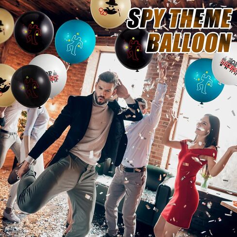 Liliful 60 Pcs Top Secret Spy Theme Balloon Detective Decoration Latex Red and Black Balloons Agent Spy Party Decorations Detective Themed Birthday Party Supplies in Kuwait