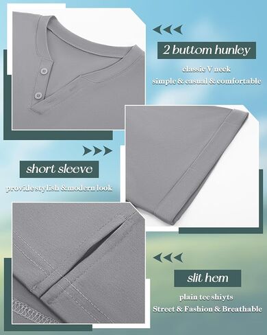 Huukeay 3 Pack Big and Tall Men's Short Sleeve Henley T Shirts Cotton Summer Casual Basic Tee Button Lightweight Stretch Top in Saudi Arabia