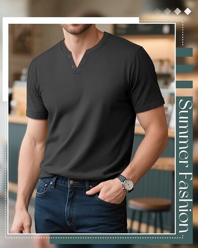 Huukeay 3 Pack Big and Tall Men's Short Sleeve Henley T Shirts Cotton Summer Casual Basic Tee Button Lightweight Stretch Top in Saudi Arabia
