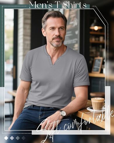 Huukeay 3 Pack Big and Tall Men's Short Sleeve Henley T Shirts Cotton Summer Casual Basic Tee Button Lightweight Stretch Top in Saudi Arabia