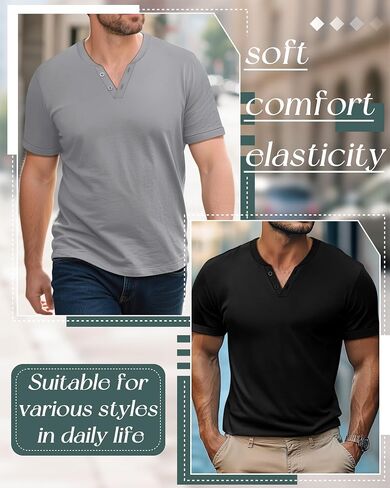 Huukeay 3 Pack Big and Tall Men's Short Sleeve Henley T Shirts Cotton Summer Casual Basic Tee Button Lightweight Stretch Top in Saudi Arabia