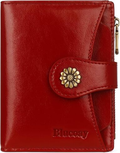 Womens Wallet,RFID Wallet For Women,Vegan Leather Bifold Small Wallet Women Credit Card Holder With Removable ID Window winered in Kuwait