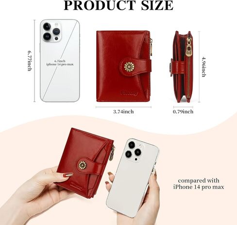 Womens Wallet,RFID Wallet For Women,Vegan Leather Bifold Small Wallet Women Credit Card Holder With Removable ID Window winered in Kuwait