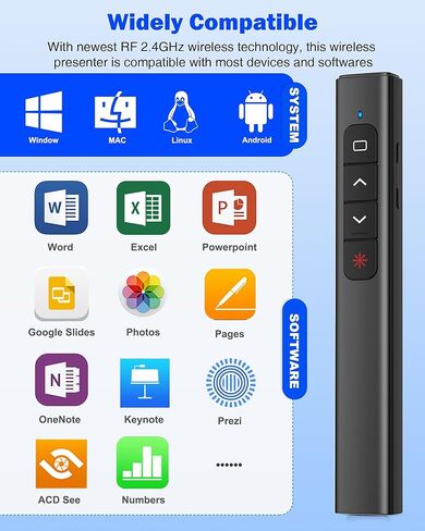 Air Mouse Wireless Presenter, NinjajoyOX Rechargeable Presentation Clicker for Powerpoint Presentations, Presentation Remote with Red Light, Plug & Play Compatible with Laptop, Computer, Mac in Kuwait