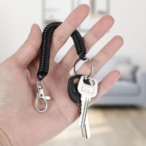 6pcs القابلة للتراجع عن مفتاح مفتاح لفائف معصم دوامة ، حبل ملفوف مع قفل جراد البحر المفاتيح ، سوار حلقة سلامة سلامة سلك محفظة مضادة للاشتعال لسلسلة المحفظة ، المفاتيح ، الهاتف المحمول (أسود) in Saudi Arabia