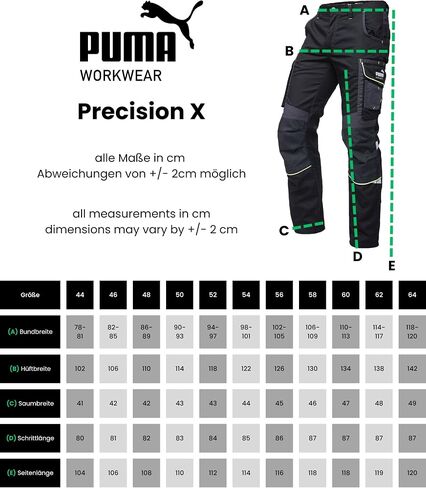 PUMA Workwear Precision X Work Pants for Men - Trousers with Multiple Pockets and Reinforced Knees - Ideal for Craftsmen in Saudi Arabia