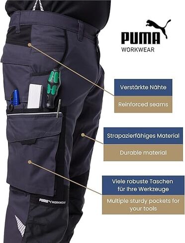 PUMA Workwear Precision X Work Pants for Men - Trousers with Multiple Pockets and Reinforced Knees - Ideal for Craftsmen in Saudi Arabia