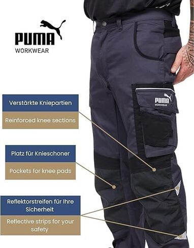 PUMA Workwear Precision X Work Pants for Men - Trousers with Multiple Pockets and Reinforced Knees - Ideal for Craftsmen in Saudi Arabia