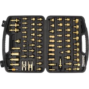 77pcs Professional Automotive Air Conditioning Leak Test Kit Brass Leak Detection Tools Brass Connector Repair Kit for Car Truck Refrigerant System Auto AC, Car AC Detector in Saudi Arabia