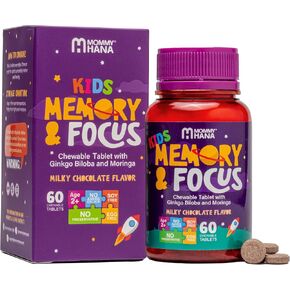 Chewable Chocolate Kids Multivitamin with Probiotic, Vitamin C, Ginkgo Nut, Colostrum, Moringa - Kids Vitamins Immune Support, Complete Gut-Brain Connection, Helps with Attention and Focus in Saudi Arabia