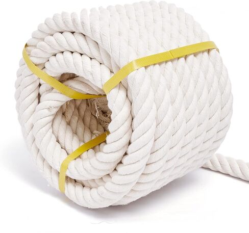 Natural Cotton Craft Rope 1/2 Inch x 50 Feet, 4-Strand Twisted Cotton Ropes, Natural Thick White Soft Rope Cord for Sports, Decoration, Pet Toys, DIY Crafts, Indoor & Outdoor Use in Kuwait