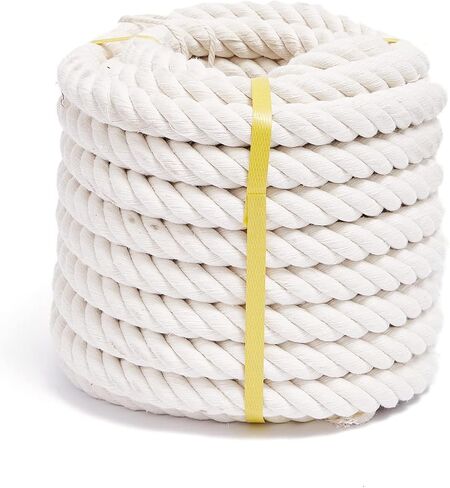 Natural Cotton Craft Rope 1/2 Inch x 50 Feet, 4-Strand Twisted Cotton Ropes, Natural Thick White Soft Rope Cord for Sports, Decoration, Pet Toys, DIY Crafts, Indoor & Outdoor Use in Kuwait