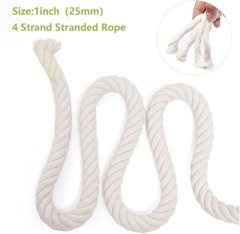 Natural Cotton Craft Rope 1/2 Inch x 50 Feet, 4-Strand Twisted Cotton Ropes, Natural Thick White Soft Rope Cord for Sports, Decoration, Pet Toys, DIY Crafts, Indoor & Outdoor Use in Kuwait