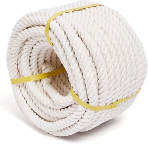 Natural Cotton Craft Rope 1/2 Inch x 50 Feet, 4-Strand Twisted Cotton Ropes, Natural Thick White Soft Rope Cord for Sports, Decoration, Pet Toys, DIY Crafts, Indoor & Outdoor Use in Kuwait