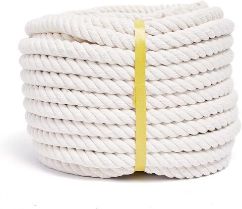 Natural Cotton Craft Rope 1/2 Inch x 50 Feet, 4-Strand Twisted Cotton Ropes, Natural Thick White Soft Rope Cord for Sports, Decoration, Pet Toys, DIY Crafts, Indoor & Outdoor Use in Kuwait