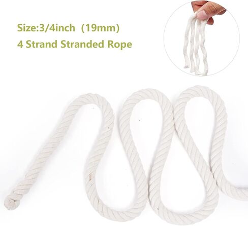 Natural Cotton Craft Rope 1/2 Inch x 50 Feet, 4-Strand Twisted Cotton Ropes, Natural Thick White Soft Rope Cord for Sports, Decoration, Pet Toys, DIY Crafts, Indoor & Outdoor Use in Kuwait