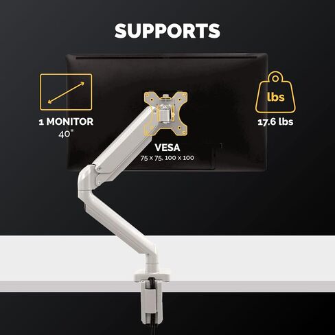 ذراع شاشة واحدة من سلسلة Fellowes Platinum لشاشات مقاس 32 بوصة، حركة كاملة، دوران 360 درجة، حامل VESA مع حلقة أو مشبك، منافذ USB، مريح، فضي، 8056401 in Saudi Arabia