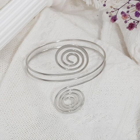 COLOYAN 3PCS Arm Cuff for Women Upper Arm Cuff Bangle Coil Armlet Gold Silver Adjustable Armband Arm Bracelet ArmBand Jewelry in Kuwait