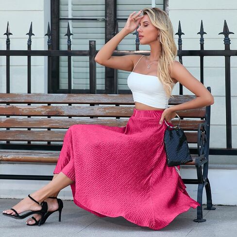 تنورة مطوية للنساء MIDI عالي الخصر A-LINE SWAND SWING SKIRT ROATANTINGERING in Kuwait